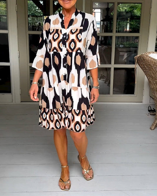 V-neck patterned dress