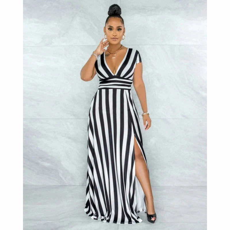 Navoby high-waisted striped dress