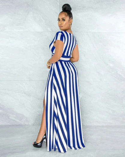 Navoby high-waisted striped dress