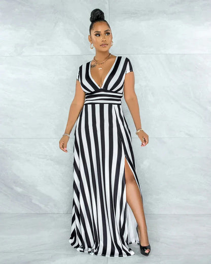 Navoby high-waisted striped dress