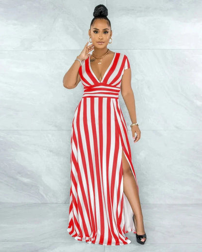 Navoby high-waisted striped dress