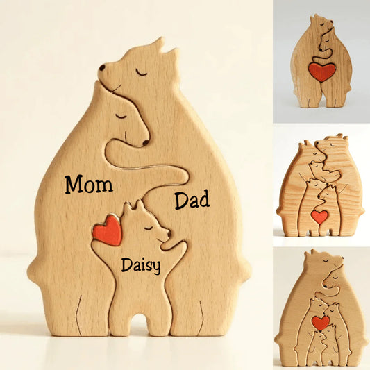 FamilyBear | Gepersonaliseerd kunstwerk van hout